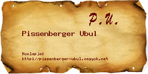 Pissenberger Ubul névjegykártya